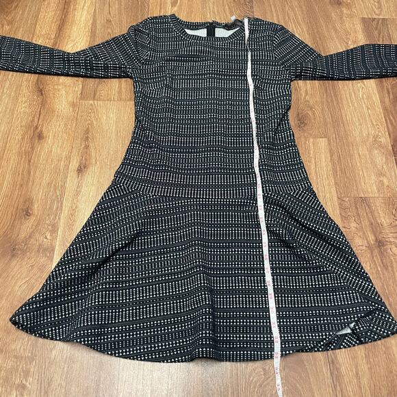 Ann Taylor LOFT Black White Textured Drop Waist Thick Dress XS Extra Small - Picture 6 of 8